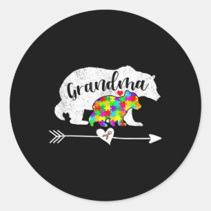 Sticker Rond Soutien à l'ours de grand-mère sensibilisation sur