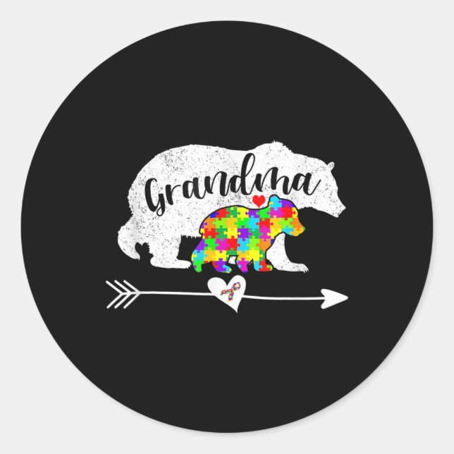 Sticker Rond Soutien à l'ours de grand-mère sensibilisation sur (Devant)