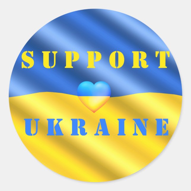 Sticker Rond Soutien à l'Ukraine Liberté - Paix - Drapeau de l' (Devant)