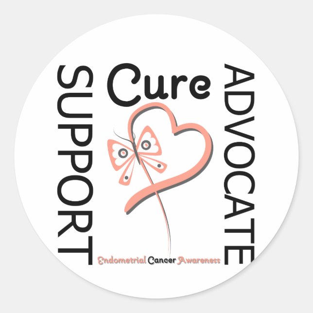 Sticker Rond Soutien au cancer de l'endométrie Avocat Cure (Devant)