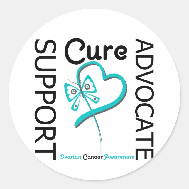 Sticker Rond Soutien au cancer de l'ovaire Avocat Cure (Devant)