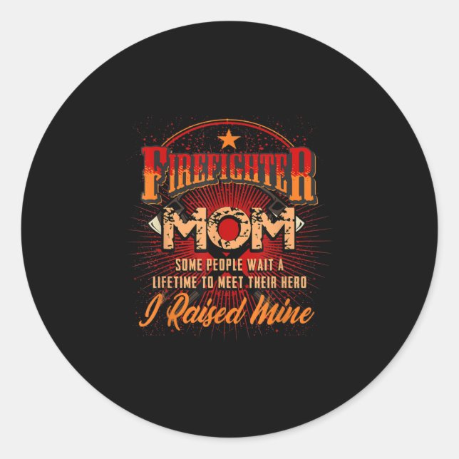Sticker Rond Soutien aux pompiers - Fireman Fier Maman (Devant)