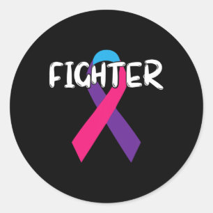 Sticker Rond Soutien de la lutte contre le cancer Ribbon cadeau
