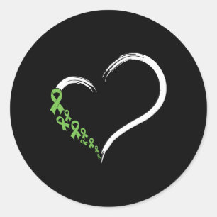 Sticker Rond Soutien du ruban vert du coeur Sensibilisation à l