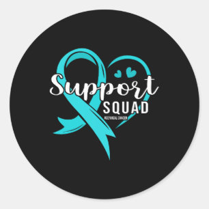 Sticker Rond Soutien Équipe Cute Coeur Cervical Cancer Sensibil