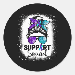 Sticker Rond Soutien Équipe Messy Bun Prévention du suicide