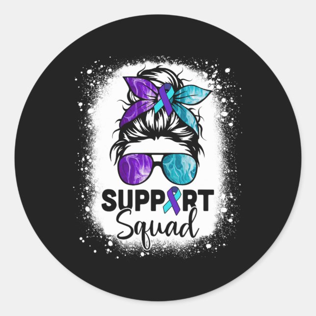 Sticker Rond Soutien Équipe Messy Bun Prévention du suicide (Devant)