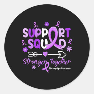 Sticker Rond Soutien Équipe Purple Ribbon Fibromyalgie Sensibil