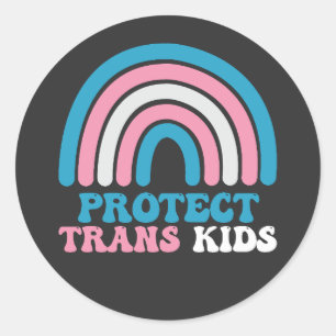 Sticker Rond Soutien LGBT Pride Protéger les enfants trans