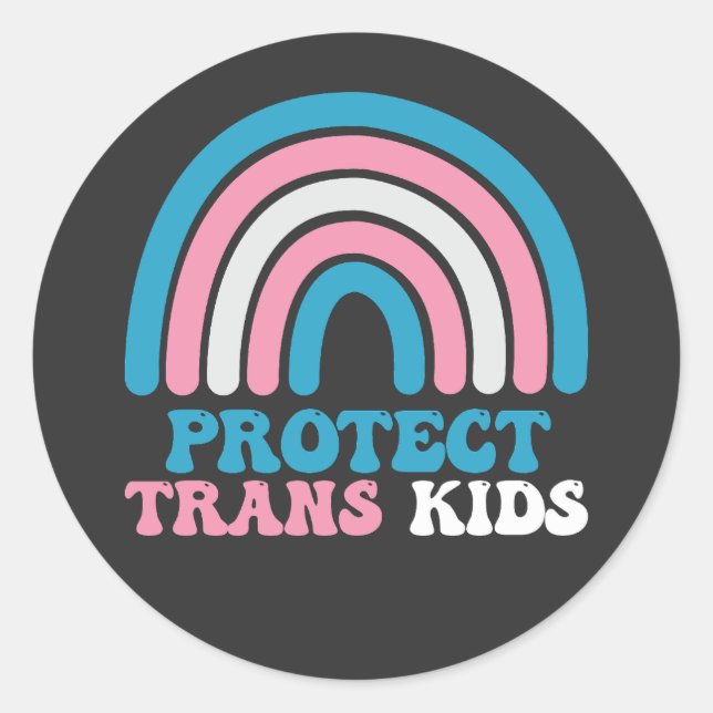 Sticker Rond Soutien LGBT Pride Protéger les enfants trans (Devant)