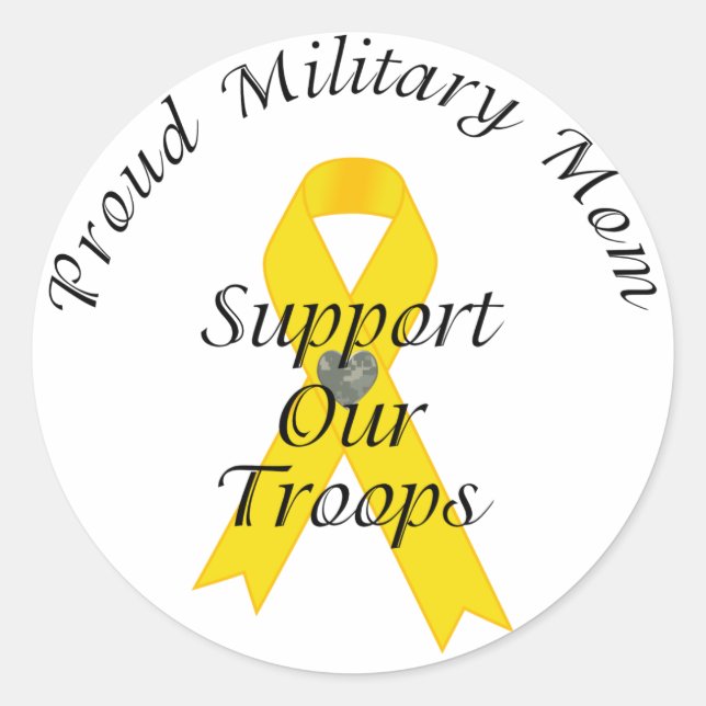 Sticker Rond Soutien Nos Troupes Mère Militaire 2 (Ruban Jaune) (Devant)
