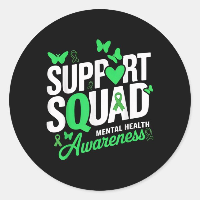 Sticker Rond Soutien Papillon vert Ruban vert Santé mentale (Devant)
