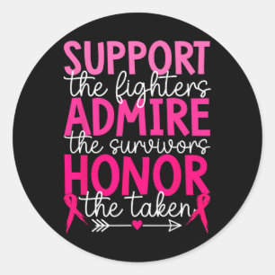 Sticker Rond Soutien pour le cancer du sein Admirez Honneur can