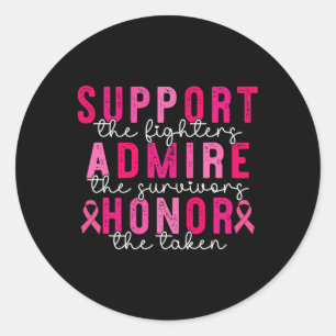 Sticker Rond Soutien pour le cancer du sein Admirez le cancer d