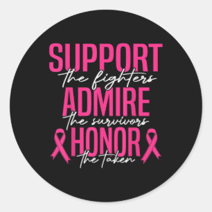 Sticker Rond Soutien pour le cancer du sein Admirez le cancer d