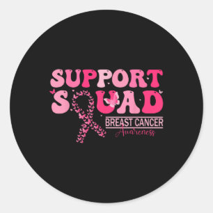Sticker Rond Soutien pour le cancer du sein Squad Papillon rose