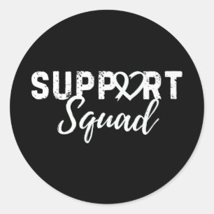 Sticker Rond Soutien Squad Cancer du poumon Aimer Coeur Blanc R