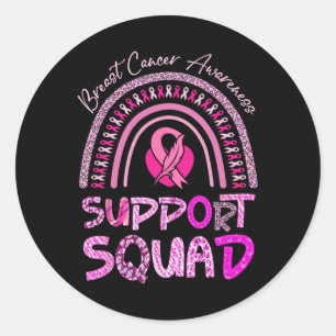 Sticker Rond Soutien Squad Pink Arc-en-ciel Leopard Cancer du s