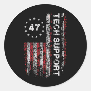Sticker Rond Soutien technique Drapeau États-Unis Maison Blanch