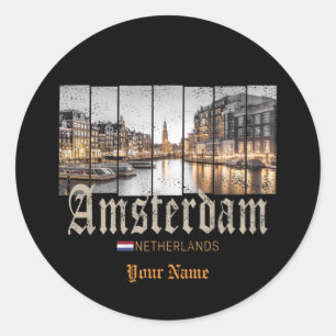 Sticker Rond Souvenir d'Amsterdam Netherlands