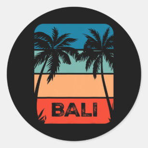 Sticker Rond Souvenir de coucher de soleil vintage de surf en I