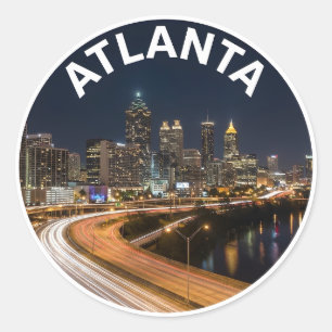 Sticker Rond Souvenir de la ligne d'horizon d'Atlanta Géorgie, 