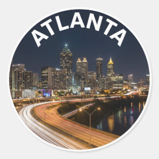 Sticker Rond Souvenir de la ligne d'horizon d'Atlanta Géorgie,