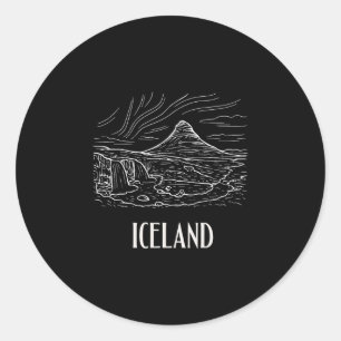 Sticker Rond Souvenir de l'Aurore Boréale Randonnée Art Rétro I