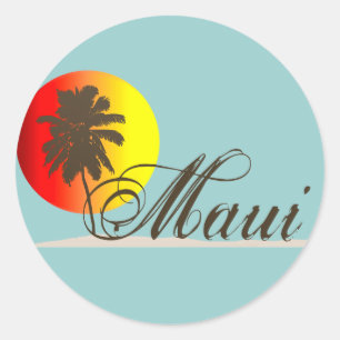 Sticker Rond Souvenir de Maui Hawaï