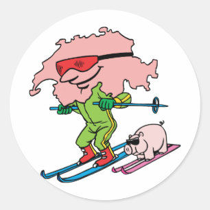 Sticker Rond Souvenir suisse de Vintage voyage de ski de la