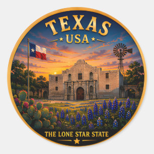 Sticker Rond Souvenirs de vacances à San Antonio au Texas 🟡