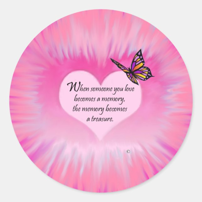 Sticker Rond Souvenirs précieux Poème papillon (Devant)