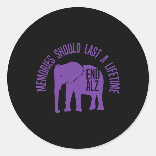 Sticker Rond Souvenirs Problème Eléphant Violet Et Texte Heimer (Devant)