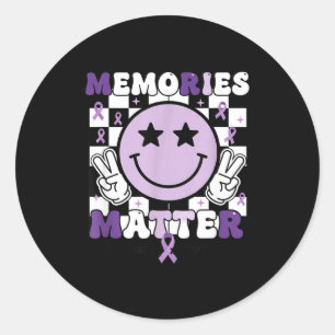Sticker Rond Souvenirs ruban violet sensibilisation alzheimer