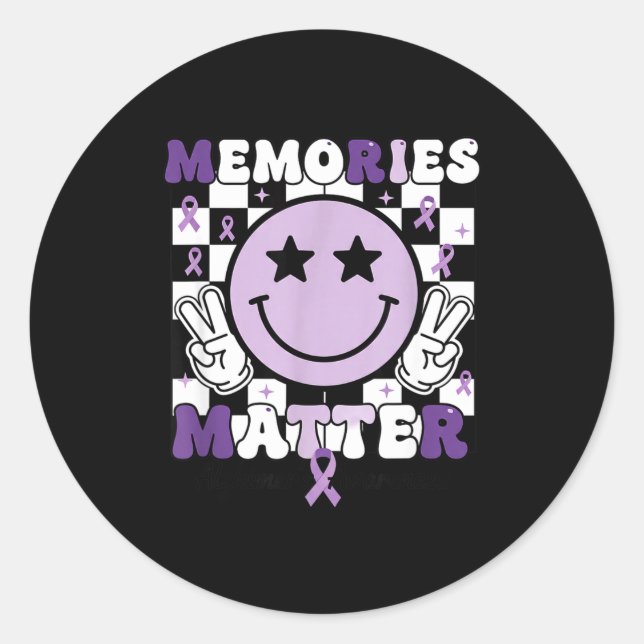 Sticker Rond Souvenirs ruban violet sensibilisation alzheimer (Devant)