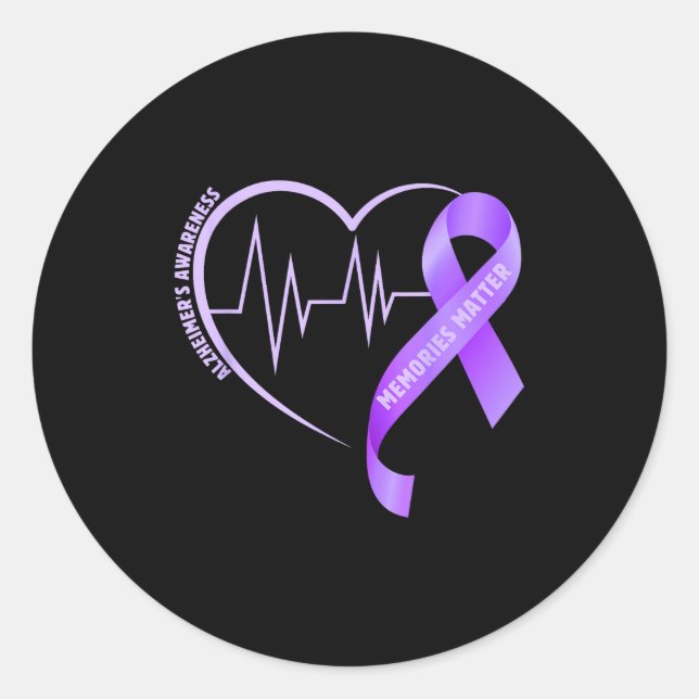 Sticker Rond Souvenirs ruban violet sensibilisation alzheimer (Devant)