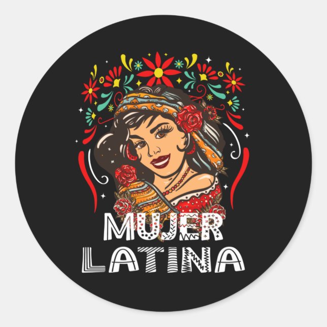Sticker Rond Soy Mujer Latina, une femme latine forte (Devant)