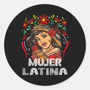 Sticker Rond Soy Mujer Latina, une femme latine forte
