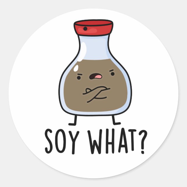 Sticker Rond Soy Quel Drôle Pun De Sauce De Soja (Devant)