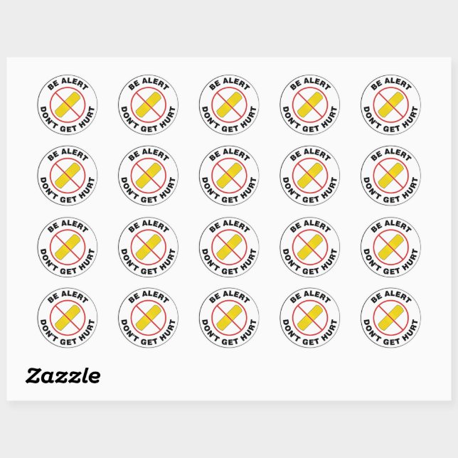 Sticker Rond Soyez alerte, ne vous faites pas mal (Feuille)