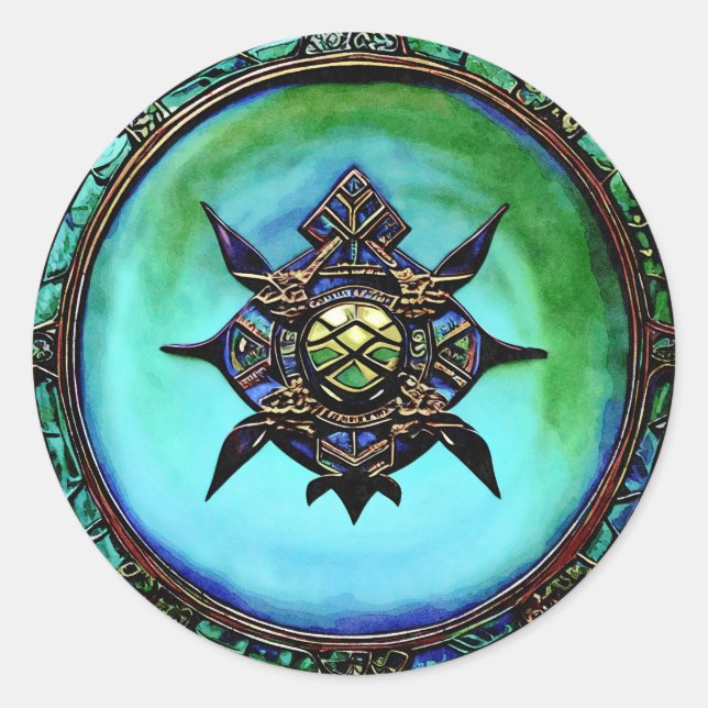 Sticker Rond Soyez audacieux comme un bouclier Viking, inflexib (Devant)