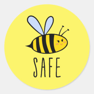 Sticker Rond Soyez en sécurité, jolie abeille