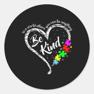 Sticker Rond Soyez Gentil Autisme Sensibilisation Pièces de Puz
