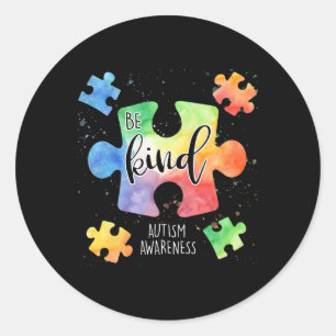 Sticker Rond Soyez gentil Pièces de puzzle Sensibilisation sur