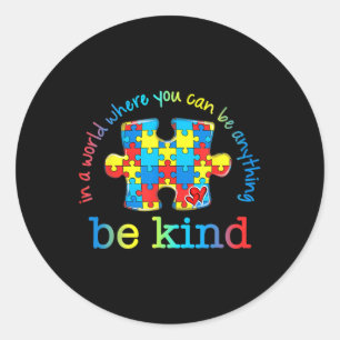 Sticker Rond Soyez Gentil Puzzle de Sensibilisation à l'Autisme