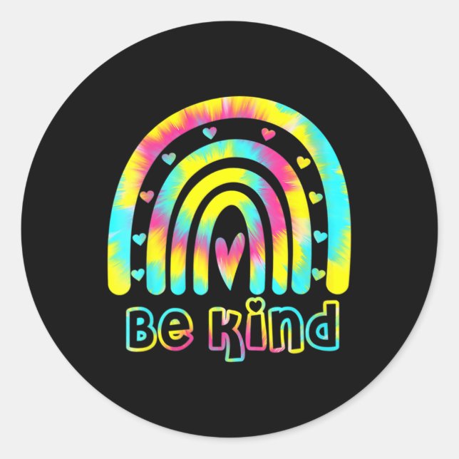 Sticker Rond Soyez gentil Teinture Dye Rainbow Kindness Sensibi (Devant)