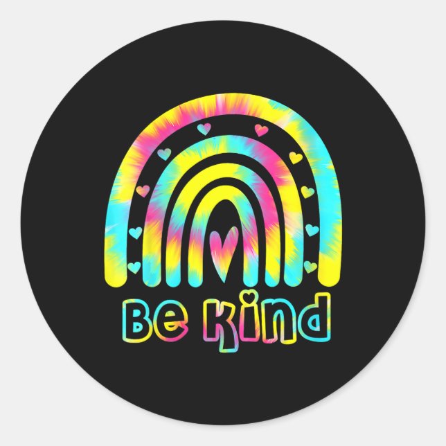 Sticker Rond Soyez gentil Teinture Dye Rainbow Kindness Sensibi (Devant)