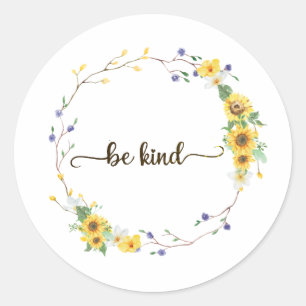 Sticker Rond Soyez Gentil, Tourbillon Floral de tournesol