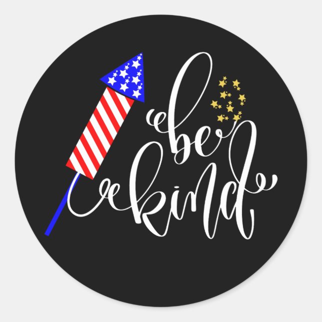 Sticker Rond Soyez heureux 4 juillet Fête de l'Indépendance USA (Devant)