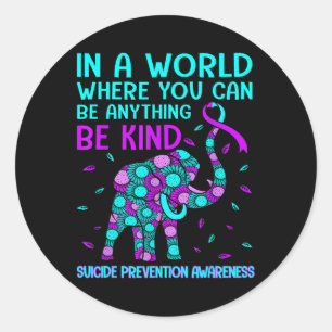 Sticker Rond Soyez heureux Soutien de sensibilisation à la prév